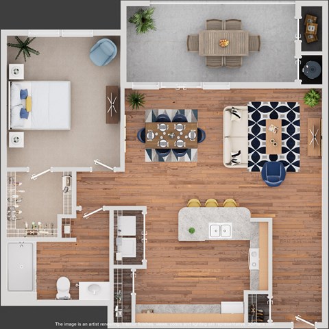 Miller Floor Plan at Sylvia at South Broadway 55+ Apartments, Texas, 76058